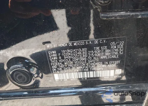 2023 Honda Hr-V Awd Ex-L z USA, uszkodzony, nr VIN 3CZRZ2H73PM701496